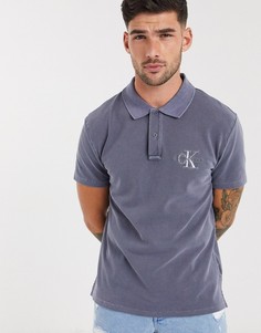Футболка-поло с монограммой Calvin Klein Jeans-Серый