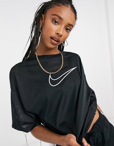 Черная сетчатая футболка Nike-Белый