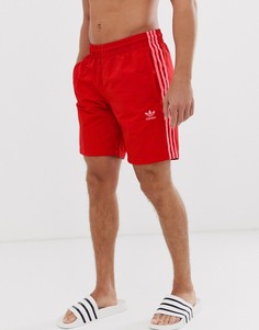 Красные шорты с 3 полосками adidas Originals-Красный