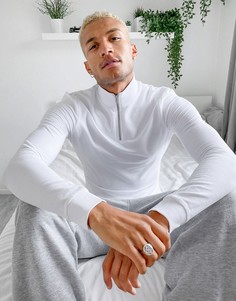 Белый обтягивающий свитшот из органического хлопка с молнией ASOS DESIGN