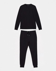 Черный облегающий спортивный костюм из органического хлопка ASOS DESIGN