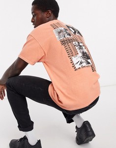 Оранжевая футболка с принтом на спине Topman-Оранжевый