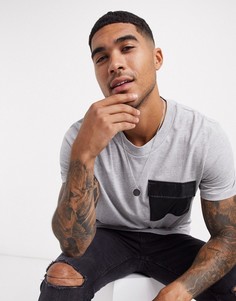 Серая oversized-футболка с нейлоновым карманом Jack & Jones-Серый