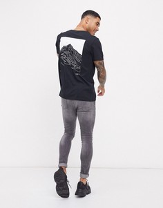 Черная футболка в стиле oversized с принтом на спине Jack & Jones Core-Черный