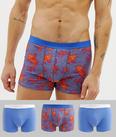 Набор из 3 боксеров-брифов (с принтом рыб/др.) ASOS DESIGN - Скидка-Мульти