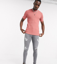 Супероблегающие рваные джинсы серого цвета ASOS DESIGN Tall-Серый