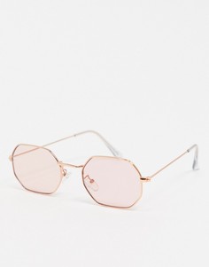Солнцезащитные очки цвета розового золота с розовыми стеклами ASOS DESIGN-Розовый