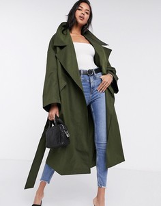Легкий oversized-тренч цвета хаки ASOS DESIGN-Зеленый