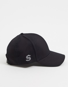 Черная кепка с инициалом "S" ASOS DESIGN-Черный