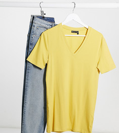 Желтая обтягивающая футболка из органического хлопка ASOS DESIGN Tall-Желтый