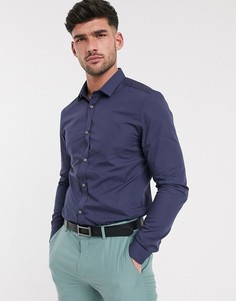 Темно-синяя строгая рубашка с длинными рукавами River Island-Темно-синий