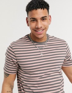 Футболка в розовую и серую полоску Only & Sons-Розовый