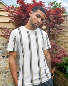 Футболка в полоску нейтрального оттенка Selected Homme-Белый