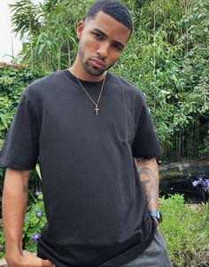 Черная футболка в стиле oversized из плотного органического хлопка Selected Homme-Черный