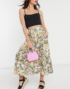 Юбка миди с цветочным принтом ASOS DESIGN-Мульти