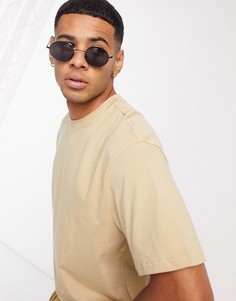 Бежевая свободная футболка Only & Sons-Бежевый