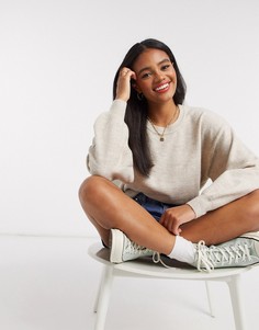 Тонкий oversized-джемпер с круглым вырезом ASOS DESIGN-Бежевый