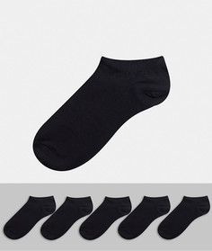 Комплект из 5 пар черных спортивных носков ASOS DESIGN-Черный
