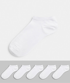 Набор из 5 пар белых спортивных носков ASOS DESIGN - Скидка-Белый