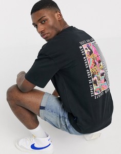Черная футболка в стиле oversized с принтом на спине Esprit-Черный