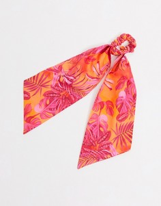 Ярко-розовый головной платок с цветочным принтом ASOS DESIGN