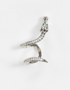 Серебристая серьга-кафф с дизайном "дракон" ASOS DESIGN-Серебряный
