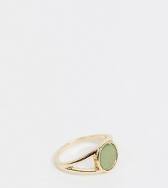 Золотистое кольцо с зеленым полудрагоценным камнем ASOS DESIGN Curve-Золотой