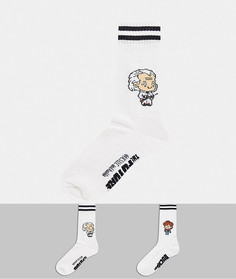 Набор из 2 пар спортивных носков с логотипом "back to the future" ASOS DESIGN-Белый