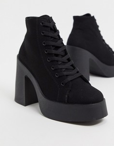 Черные парусиновые ботинки на шнуровке ASOS DESIGN-Черный