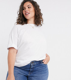 Белая свободная футболка с отворотами ASOS DESIGN Curve-Белый