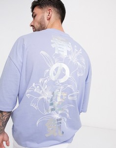 Длинная свободная футболка лавандового цвета с принтом металлик ASOS DESIGN-Фиолетовый
