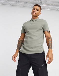Поло цвета хаки из вафельного трикотажа ASOS DESIGN-Зеленый