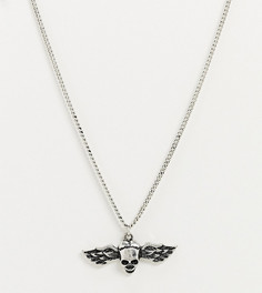 Серебристое ожерелье с подвеской в виде черепа и крыльев Reclaimed Vintage inspired-Серебряный