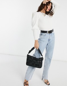 Кремовый джемпер в рубчик со структурированными плечами ASOS DESIGN