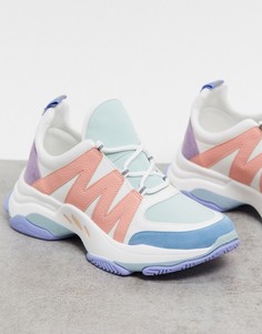 Белые кроссовки на массивной подошве Steve Madden-Зеленый