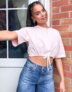 Розовый кроп-топ со шнурком Les Girls Les Boys