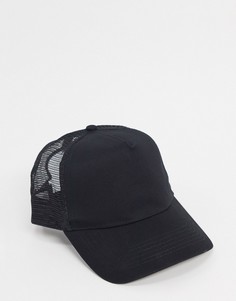 Черная парусиновая бейсболка ASOS DESIGN-Черный