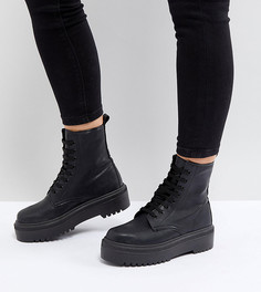 Массивные ботинки для широкой стопы на шнуровке ASOS DESIGN Attitude-Черный