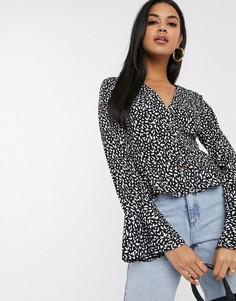 Блузка с узором и баской Missguided-Белый