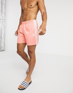 Розовые шорты для плавания с 3 полосами adidas Originals-Розовый
