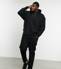 Худи черного цвета в стиле oversized с фиолетовым затягивающимся шнурком ASOS DESIGN Plus-Черный