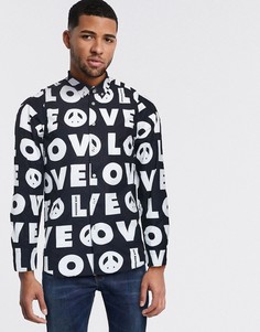 Рубашка с принтом Love Moschino-Черный