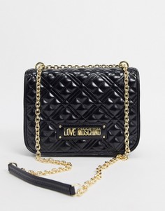 Черная стеганая сумка на плечо Love Moschino-Черный