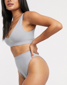 Фактурные бесшовные трусы с высоким вырезом ASOS DESIGN-Серый