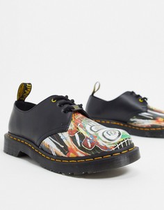 Черные туфли с 3 парами люверсов Dr Martens x Basquiat 1461-Черный