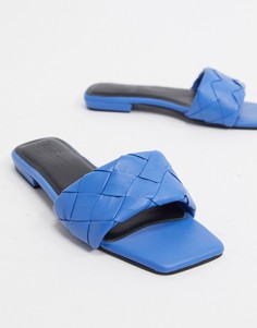 Синие кожаные стеганые сандалии ASOS DESIGN-Синий
