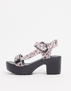 Розовые босоножки на каблуке с принтом Koi Footwear-Розовый