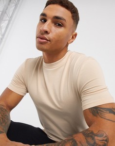 Бежевая обтягивающая футболка из органического хлопка ASOS DESIGN-Бежевый