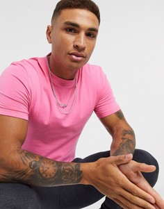 Розовая обтягивающая футболка из органического хлопка ASOS DESIGN-Розовый
