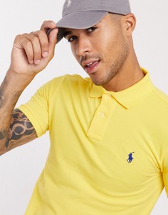 Желтое приталенное поло из пике с логотипом Polo Ralph Lauren-Желтый